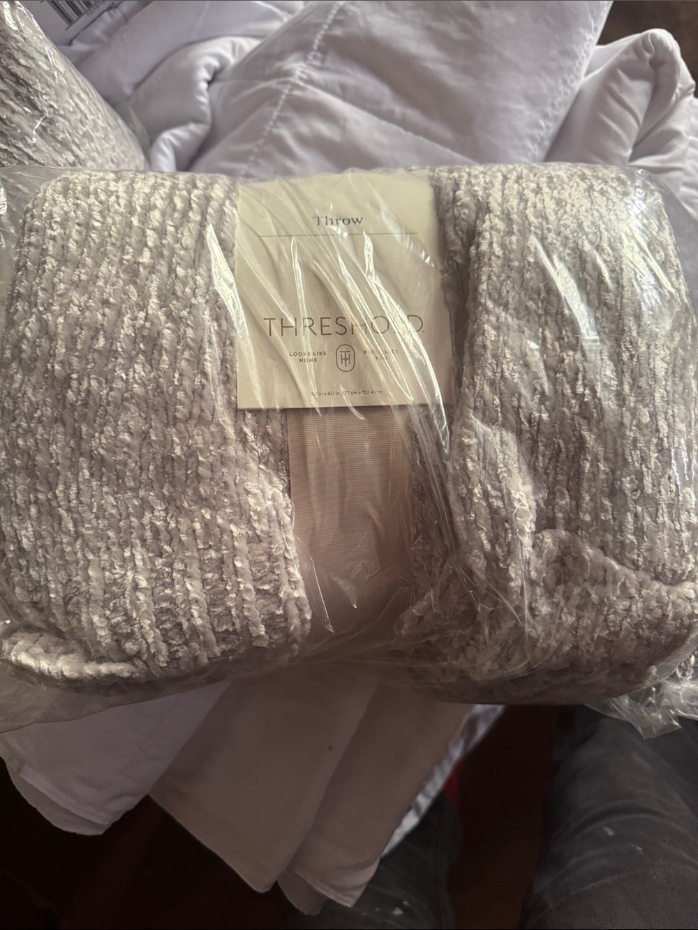 Threshold Cozy Plush Chenille Throw - Light Gray